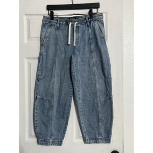 Scoop Womens Barrel Leg Denim Joggers Light Wash Blue Size M 8-10